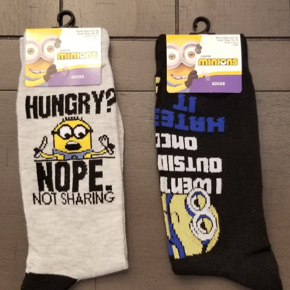 Despicable Me Minions 2-Pair Adult Novelty Crew Socks